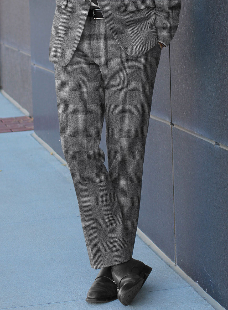 Caccioppoli Alage Glen Gray Wool Pants - StudioSuits