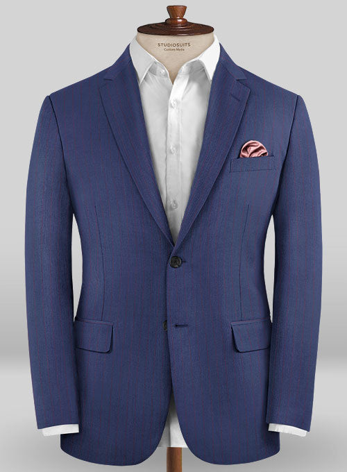 Caccioppoli Sun Dream Oro Ink Blue Wool Silk Jacket - StudioSuits