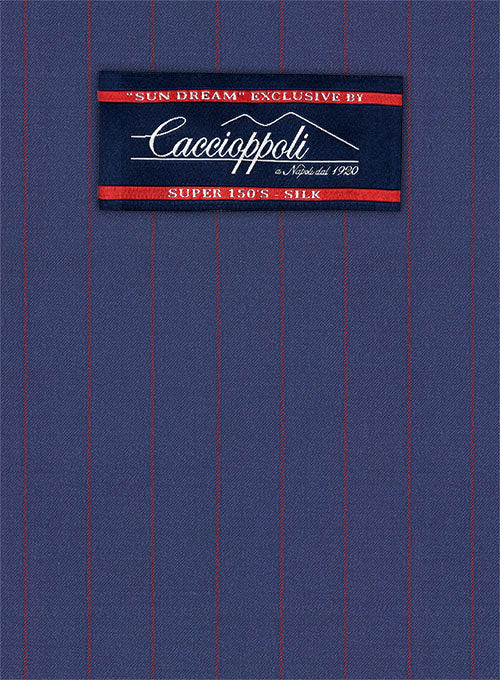 Caccioppoli Sun Dream Oro Ink Blue Wool Silk Suit - StudioSuits