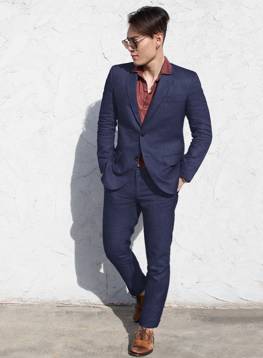 Campari Berry Blue Linen Suit – StudioSuits