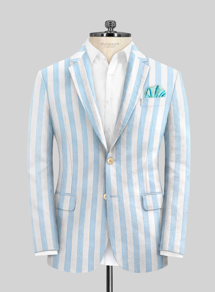 Campari Blue Stripe Linen Jacket - StudioSuits