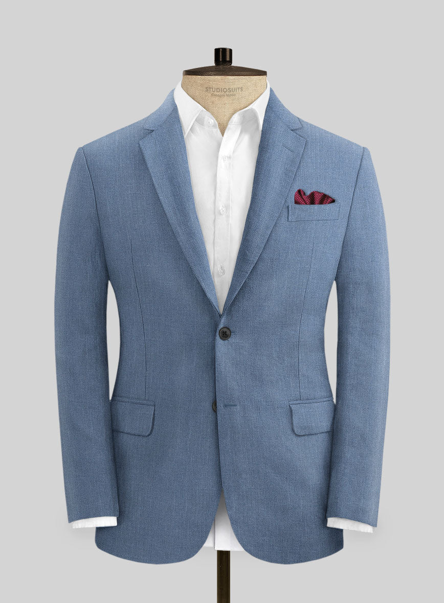 Campari Field Blue Linen Jacket - StudioSuits