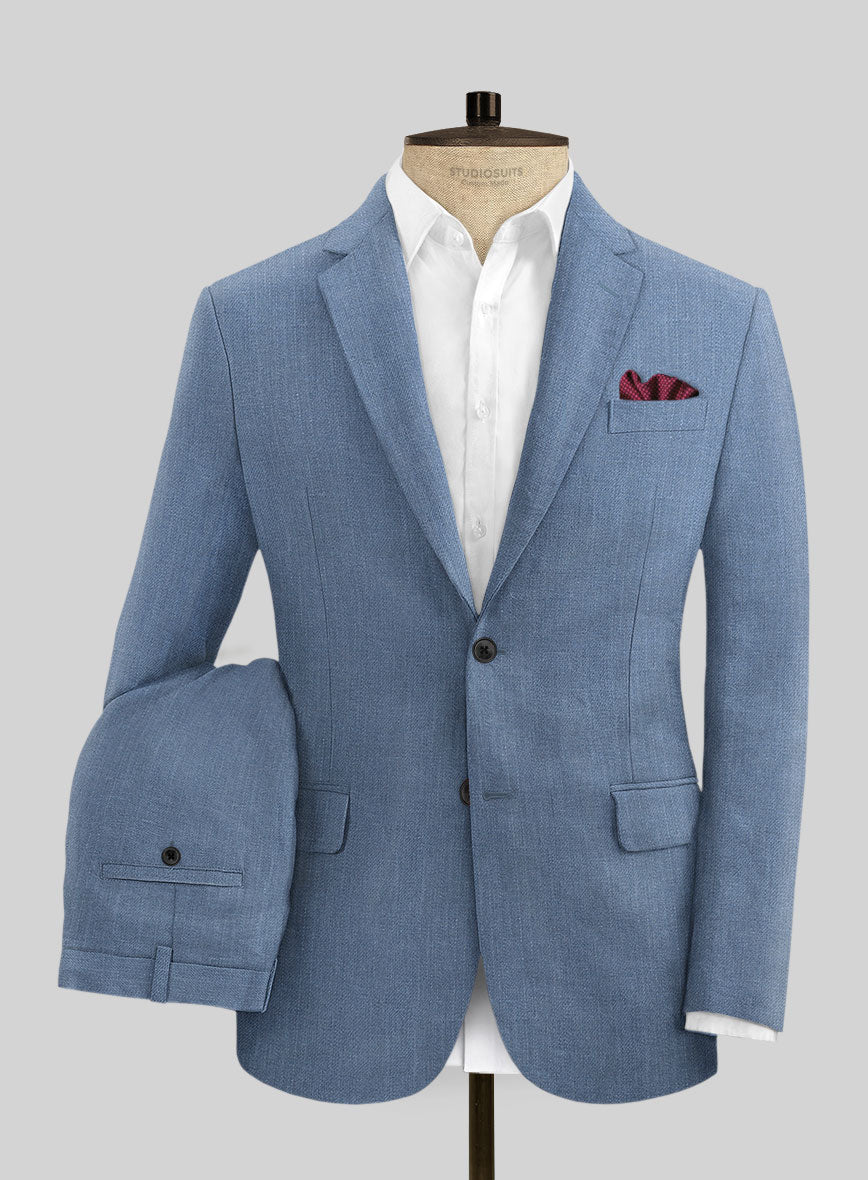 Campari Field Blue Linen Suit - StudioSuits