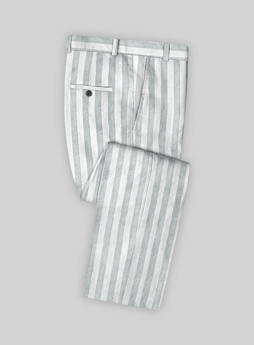 Campari Gray Stripe Linen Pants - StudioSuits