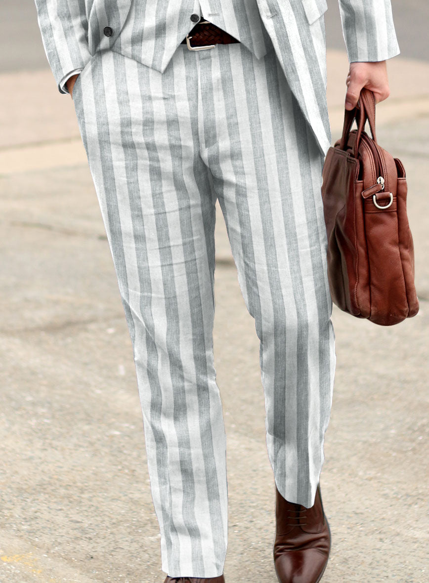 Campari Gray Stripe Linen Suit - StudioSuits