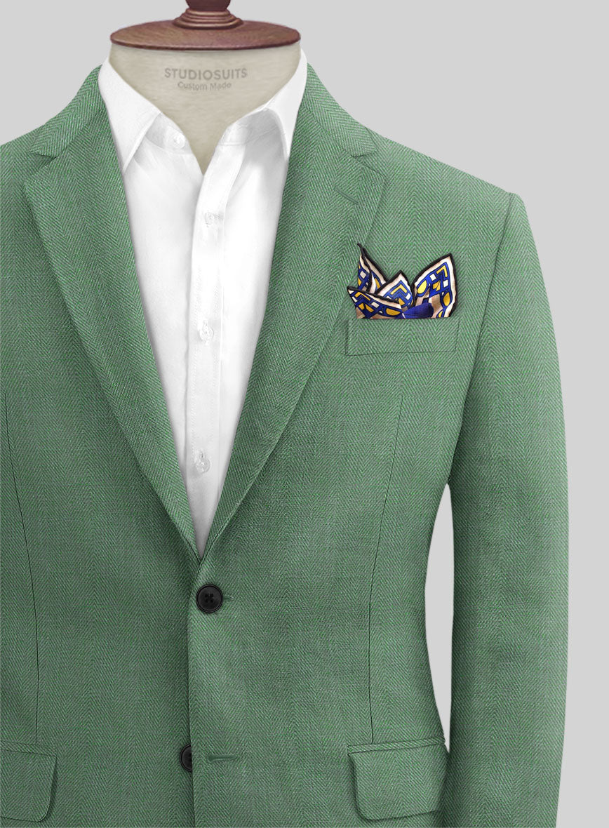 Campari Green Dobby Linen  Jacket - StudioSuits