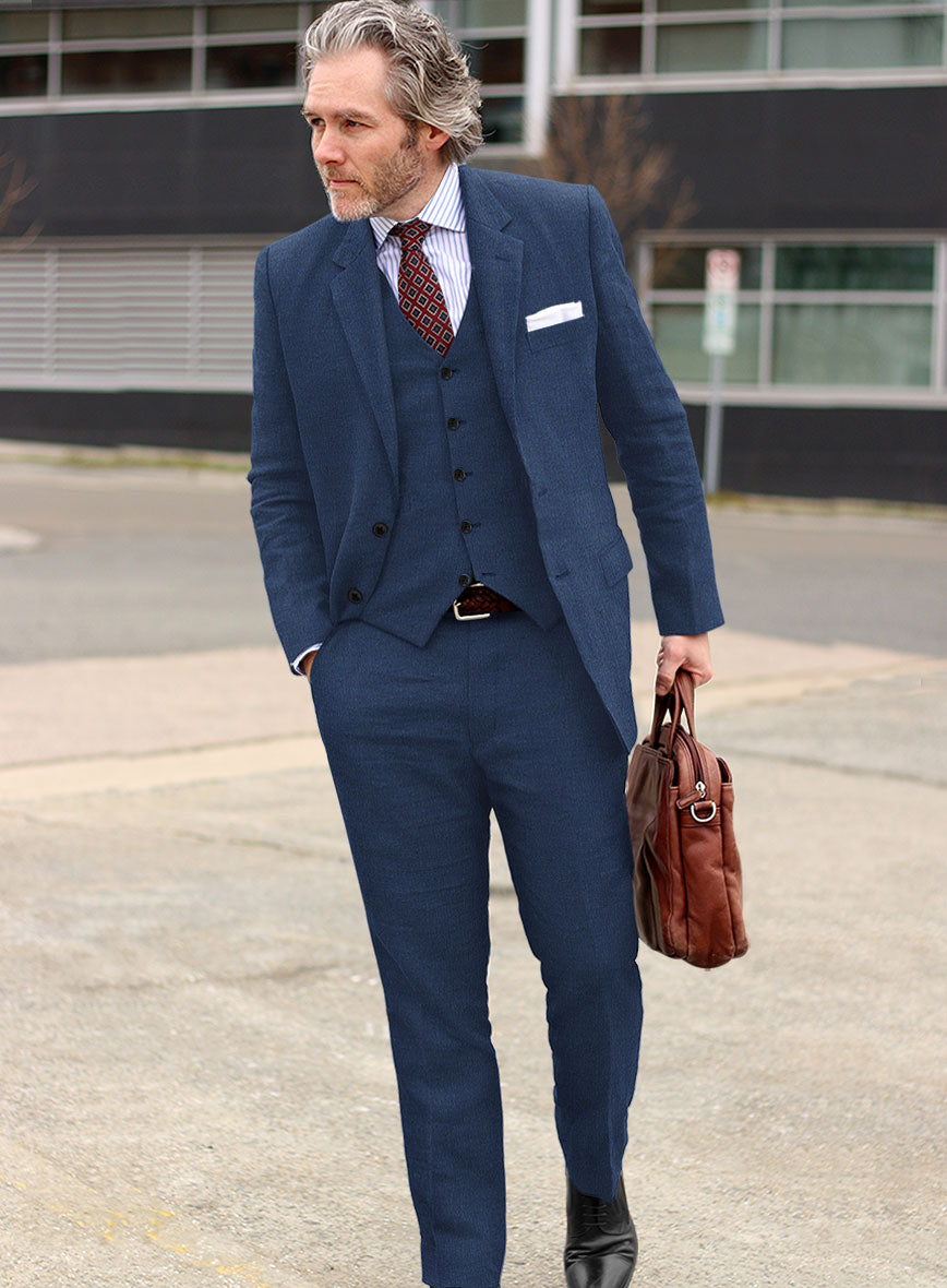 Campari Indigo Linen Suit - StudioSuits
