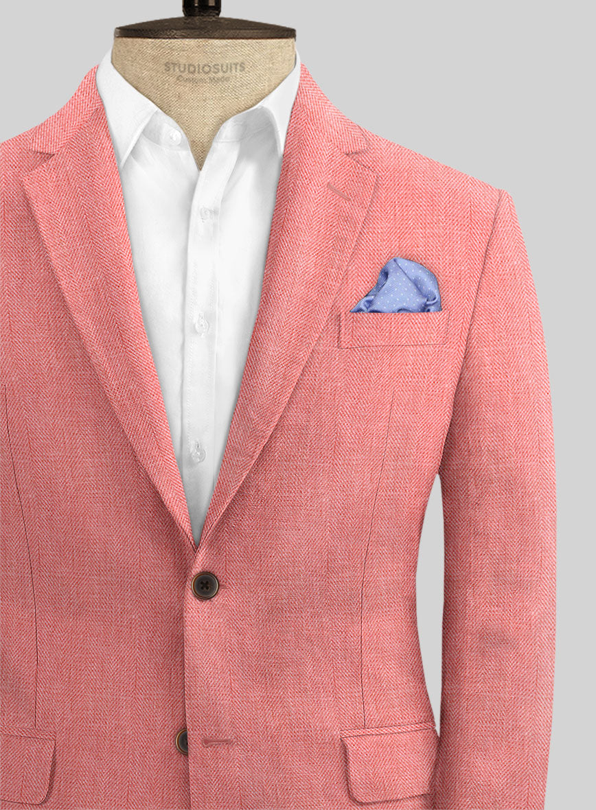Campari Pink Dobby Linen Jacket - StudioSuits