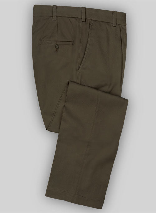 Canyon Green Peach Finish Twill Tailored Chinos - StudioSuits