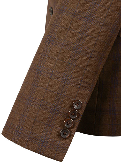 Caviar Highland Brown Double Breasted Wool Jacket - StudioSuits