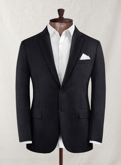 Charles Clayton Rifael Blue Stripe Wool Cashmere Jacket - StudioSuits