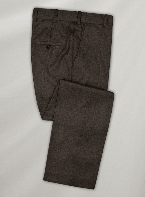 Coffee Brown Flannel Wool Pants - StudioSuits