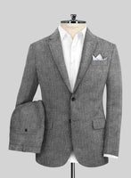 Chambray Black Pure Linen Suit - StudioSuits