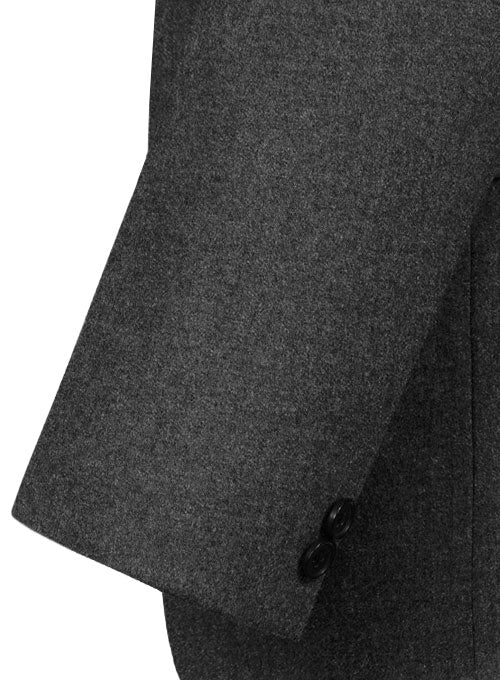 Charcoal Flannel Wool Jacket - StudioSuits