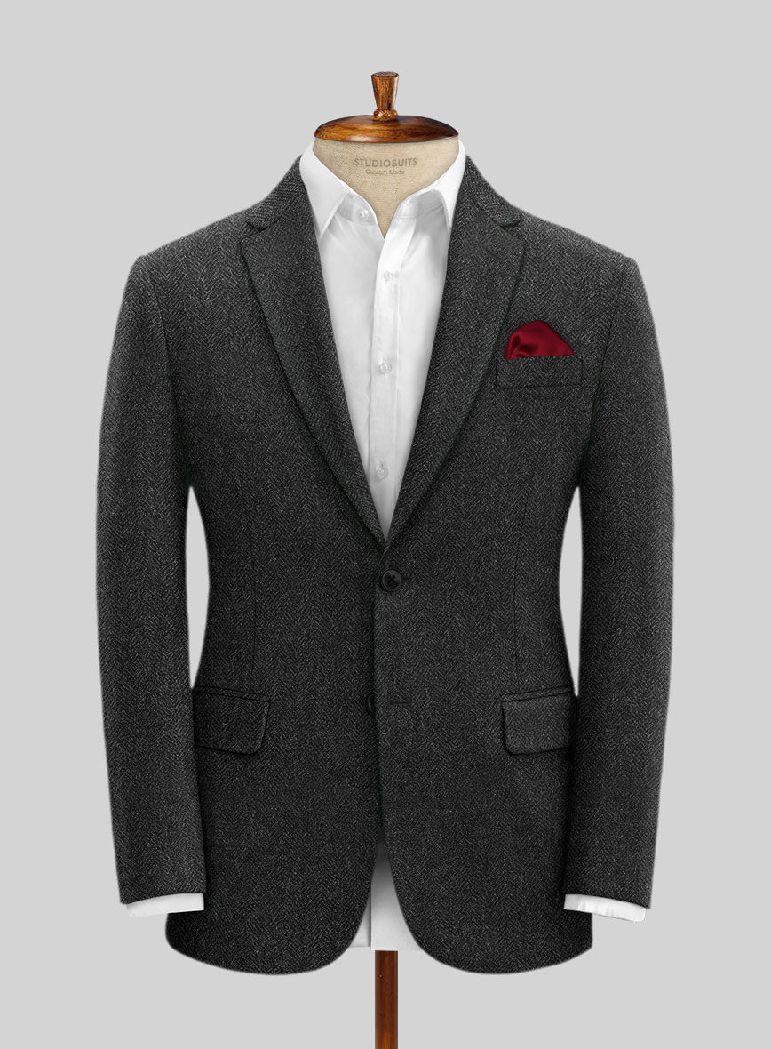 Charcoal Herringbone Tweed Jacket – StudioSuits