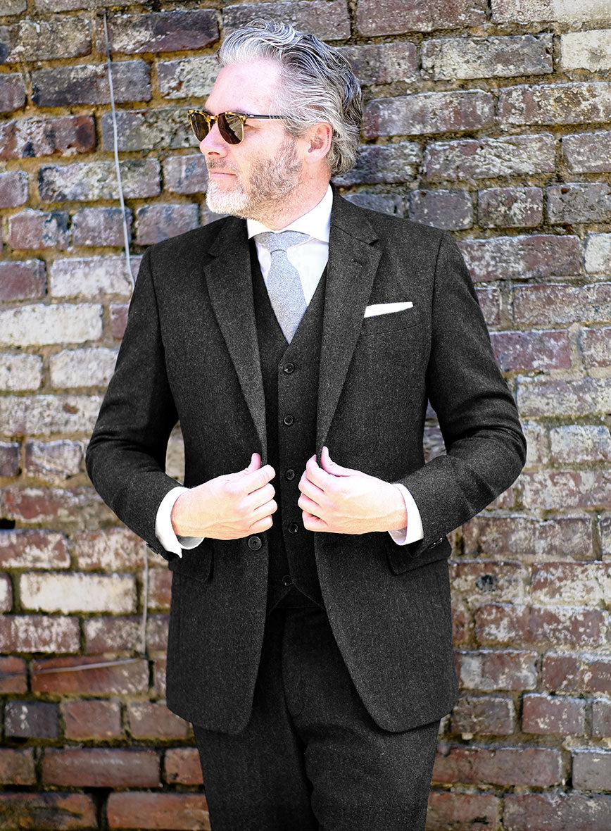 Charcoal Herringbone Tweed Jacket - StudioSuits