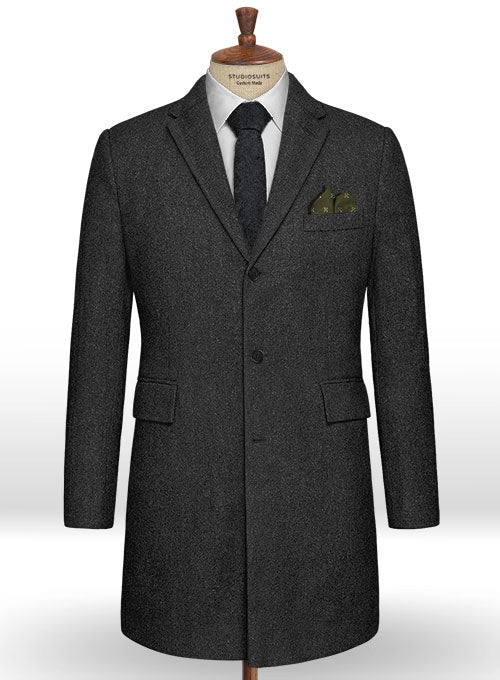 Charcoal Heavy Tweed Overcoat - StudioSuits