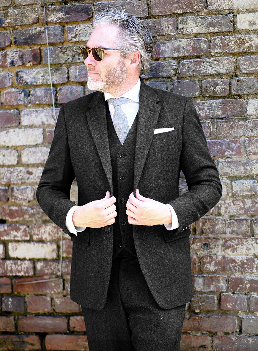 Charcoal Herringbone Tweed Suit - StudioSuits