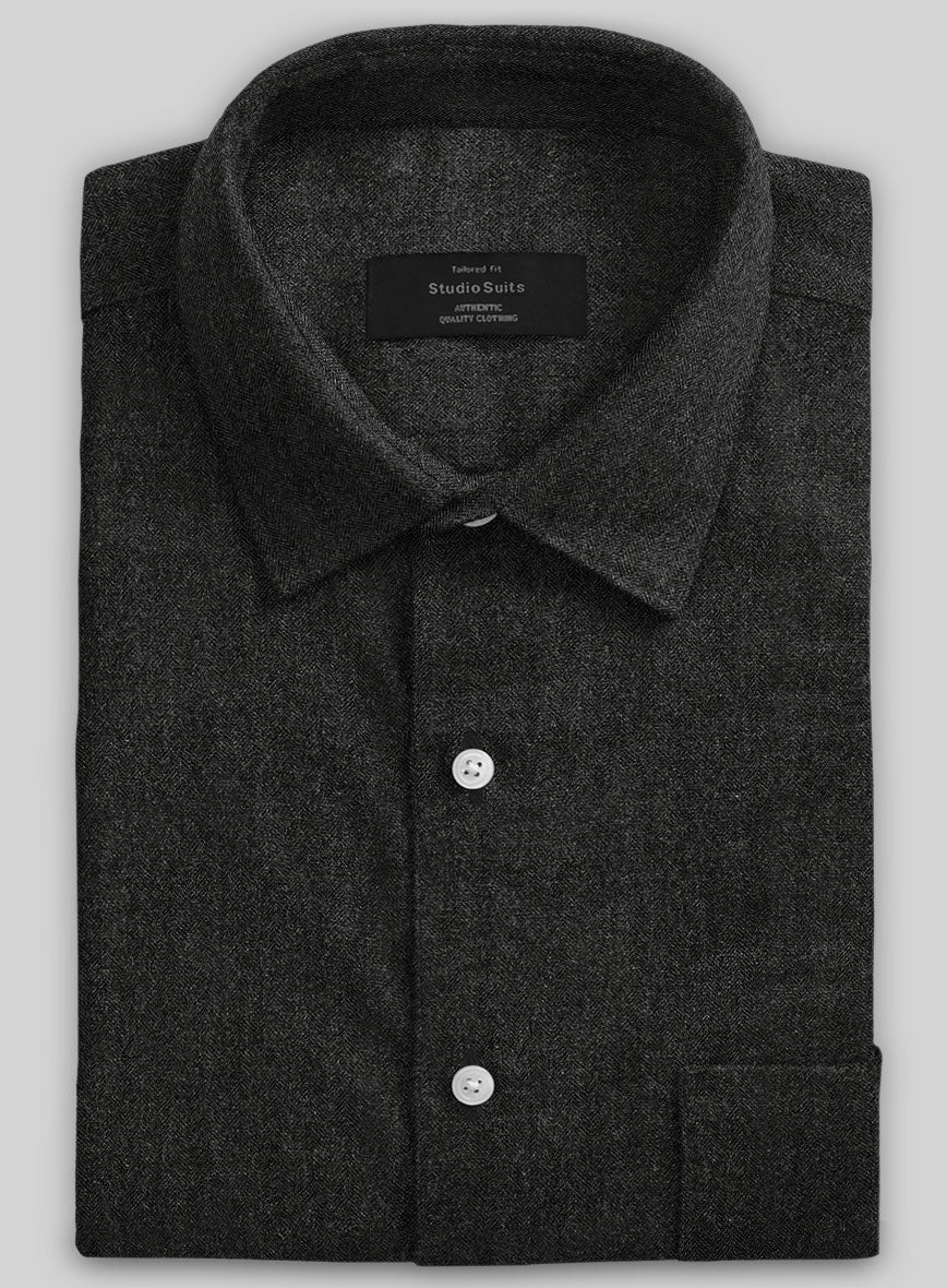 Charcoal Herringbone Tweed Shirt - StudioSuits