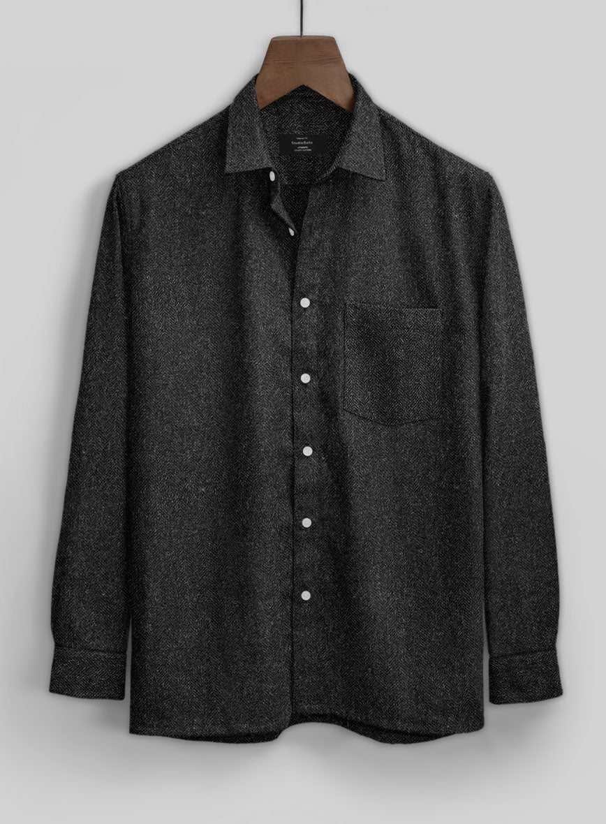 Charcoal Herringbone Tweed Shirt - StudioSuits