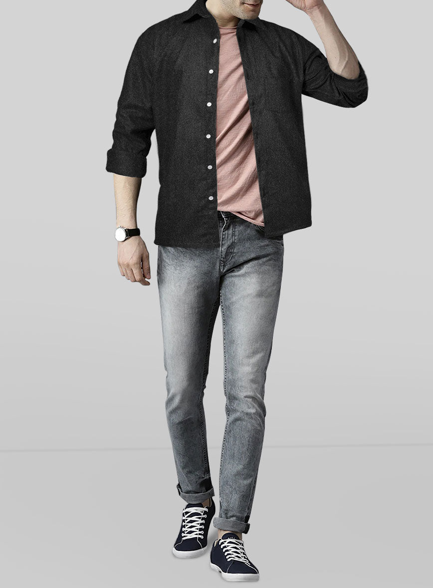Charcoal Herringbone Tweed Shirt - StudioSuits