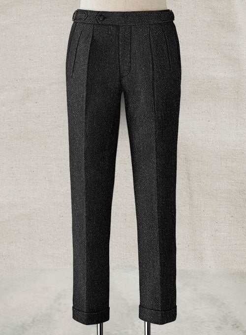 Charcoal Heavy Highland Tweed Trousers - StudioSuits