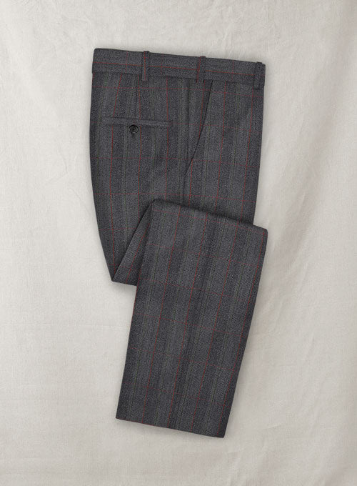 Charles Clayton Ironne Gray Checks Wool Pants - StudioSuits