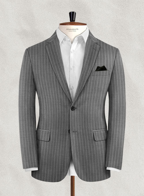 Charles Clayton Bisela Gray Stripe Wool Jacket - StudioSuits