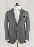 Charles Clayton Bisela Gray Stripe Wool Jacket - StudioSuits