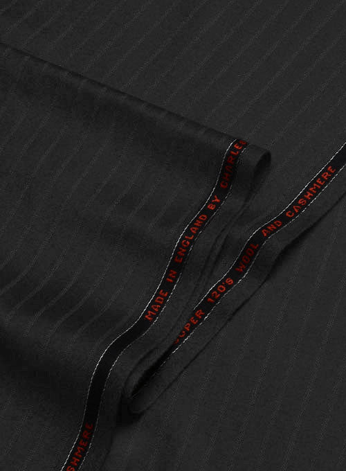 Charles Clayton Black Stripe Wool Cashmere Jacket - StudioSuits