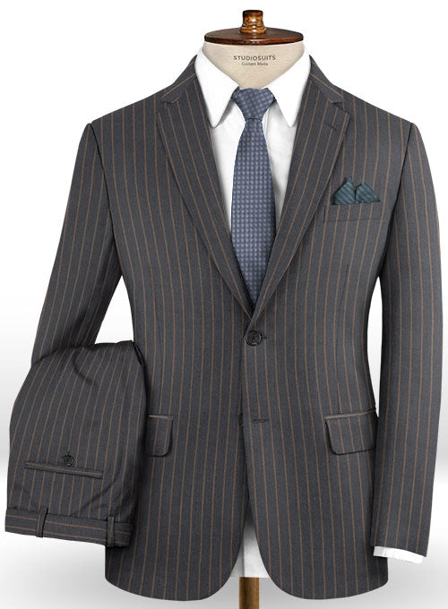 Charles Clayton Brown Stripe Wool Cashmere Suit - StudioSuits
