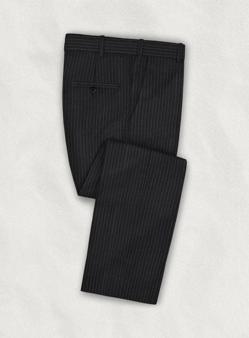 Charles Clayton Filipi Black Stripe Wool Pants - StudioSuits