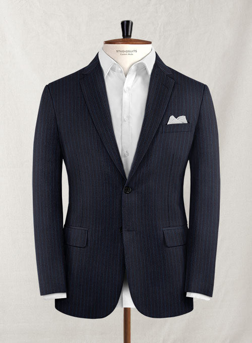 Charles Clayton Iada Blue Stripe Wool Cashmere Jacket - StudioSuits