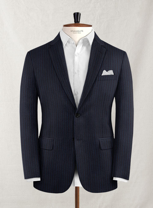Charles Clayton Iada Blue Stripe Wool Cashmere Jacket - StudioSuits
