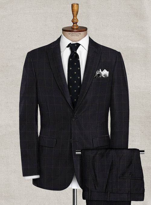 Charles Clayton Luizz Black Checks Wool Suit - StudioSuits
