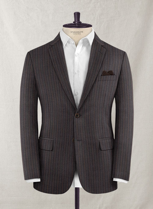 Charles Clayton Riside Brown Stripe Wool Cashmere Jacket - StudioSuits