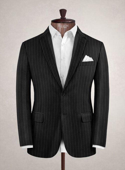 Charles Clayton Toria Black Stripe Wool Jacket - StudioSuits