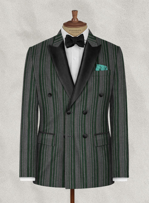 Chive Green Wool Tuxedo Jacket - StudioSuits