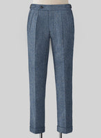 Classic Blue Denim Highland Tweed Trousers - StudioSuits