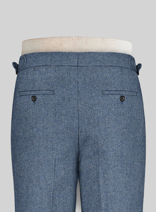 Classic Blue Denim Highland Tweed Trousers - StudioSuits
