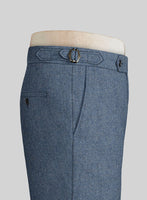 Classic Blue Denim Highland Tweed Trousers - StudioSuits