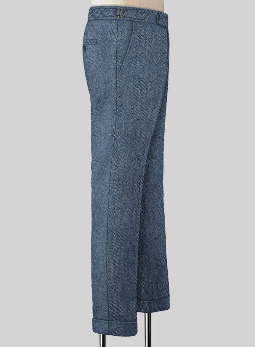 Vintage Tweed Pants For Men Suit Casual Trousers With Suspenders