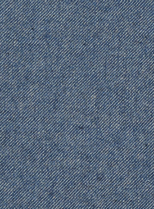 Classic Blue Denim Tweed Pea Coat - StudioSuits