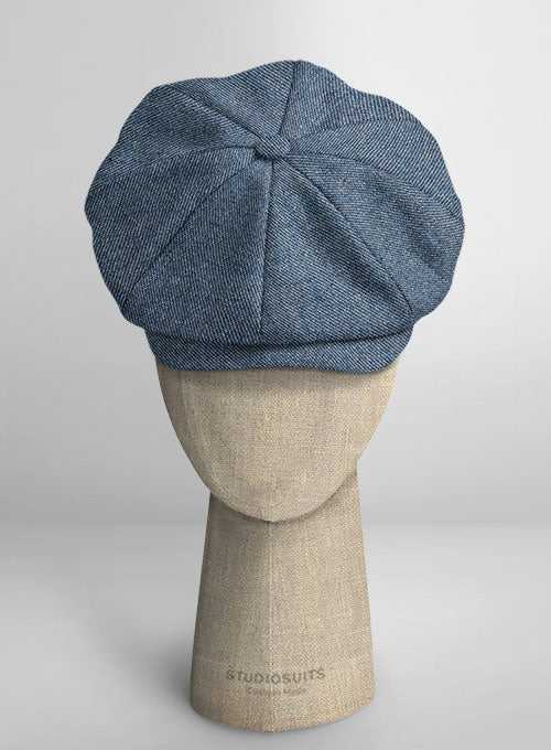 Classic Blue Denim Tweed Newsboy Cap - StudioSuits