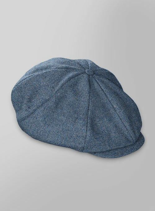 Classic Blue Denim Tweed Newsboy Cap - StudioSuits