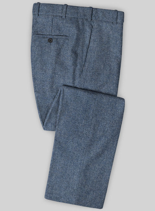Classic Blue Denim Tweed Pants - StudioSuits