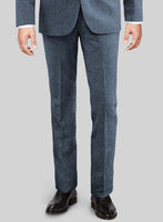 Classic Blue Denim Tweed Pants - StudioSuits