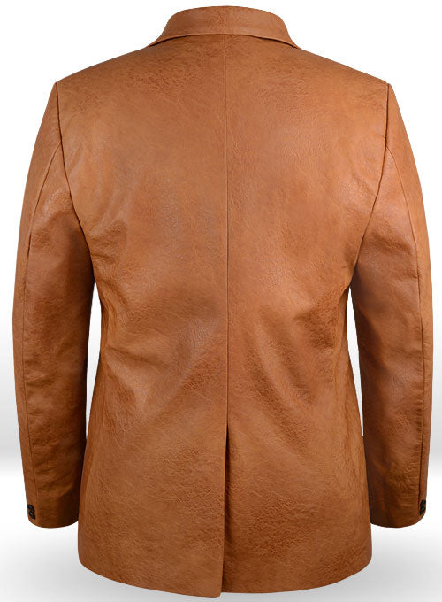 Classic Tan Faux Leather Blazer - StudioSuits