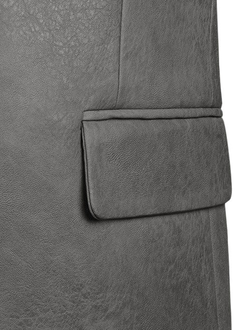 Classic Gray Stretch Pleather Blazer - StudioSuits