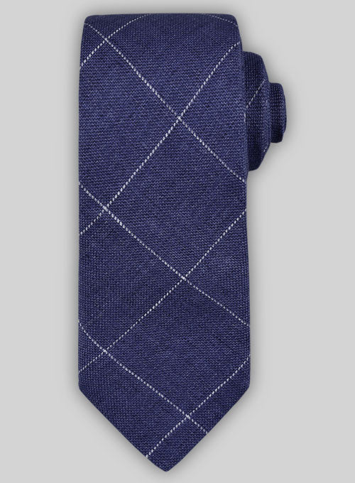 Italian Linen Tie - Cobalt Blue Checks - StudioSuits